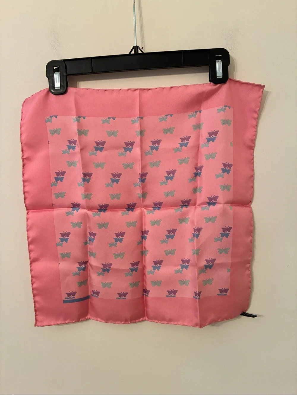 Hermes Pink Butterfly Print Silk Scarf